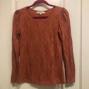 Pumpkin color - Long sleeve lace blouse by Loft